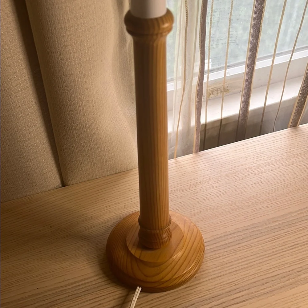 Vintage IKEA Elegant Pleated Shade Table Lamp with Natural Finish